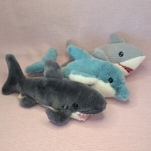 Plush Sharks and Dolphin